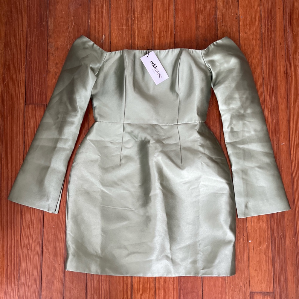 NWT odd muse Ultimate Muse Tulip Skirt Mini Dress in Green Sage Cactus Lilypad - Picture 6 of 10